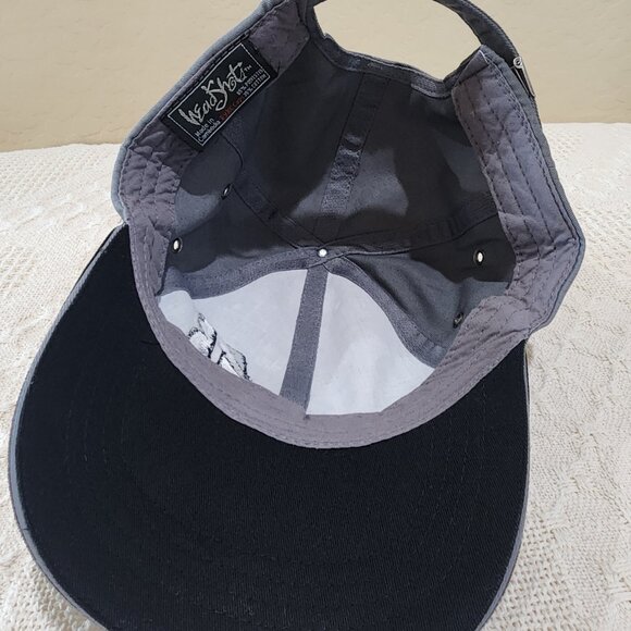Bridgestone Golf Gray Black 6 Panel Head Shots Tuck Strap Baseball Cap Hat - Picture 9 of 11